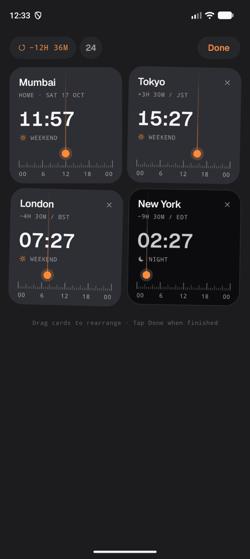 Rearranging city cards on Android