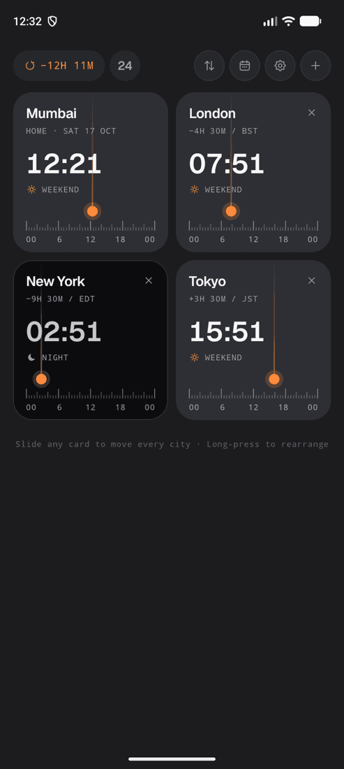 Sliding the clock 12 hours back on Android